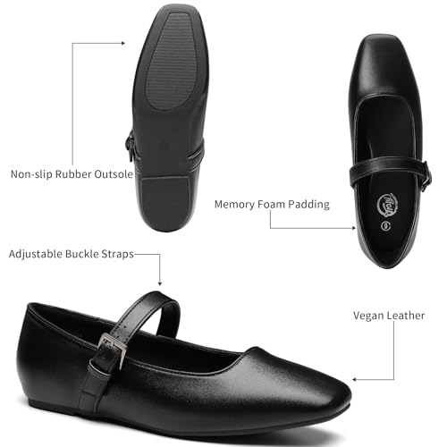 Image of Trary Mary Jane Shoes Women Woven Flats for Women Dressy Ballet Flats Squared Toe Mary Jane Flats Shoes