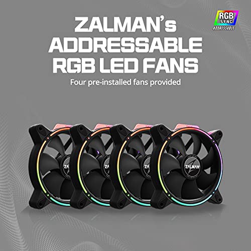 Zalman Mid Tower Gaming Pc Case (X3 White) Rgb Led Fan Controller, Includes 4 Rgb Addressable Fans, Tool-Free Front And Side-Panels #TOP2