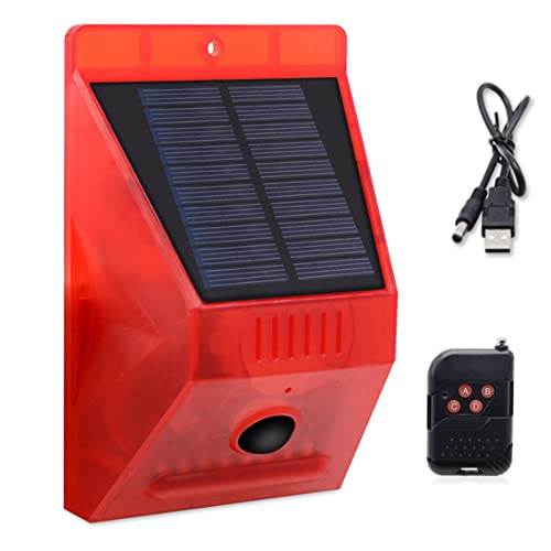 Aolyty Solar Warning Light With Motion Detector Remote Control, Ip65 Waterproof Solar Alarm Light 4 Work Modes 129Db Sound Security Siren Light For Home, Farm, Barn, Villa, Yard, Hacienda #TOP17
