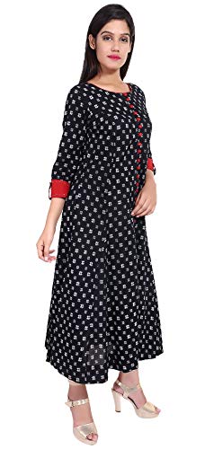 Image of Yash Gallery Women's Cotton Relaxed Fit Anarkali Plus Size Printed Kurta