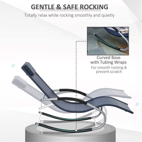 Generic Ossofire Outdoor Lounge Chair, Pool Lounge Chairs with Removable Pillow, Chaise Lounge for Patio and Lawn, Dark Grey, Navy Blue, SY-LHJ5-66383855