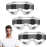 Gykutix 3 Pezzi Occhiali Protettivi da Lavoro, Occhiali Antinfortunistici da Lavoro con Lenti Antiappannamento e Antigraffio, Regolabili per Laboratorio, Bricolage - Adatti a Chi Porta Gli Occhiali