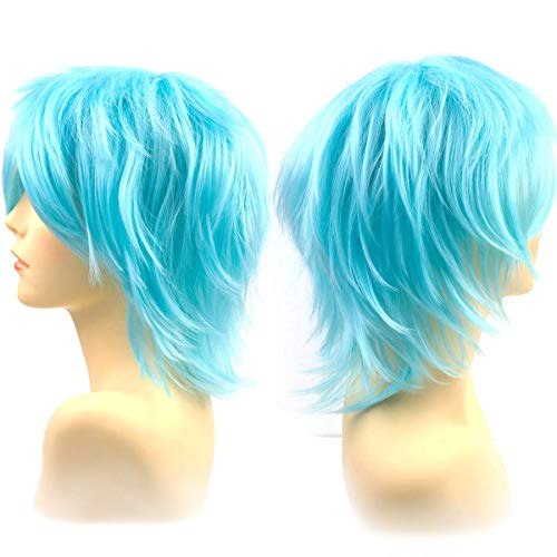 Yamel Anime Wig Light Blue for Cosplay Party Synthetic Layered Short Hair Wigs with Bangs, Pastel Wigs for Women Men Adult - Image 2