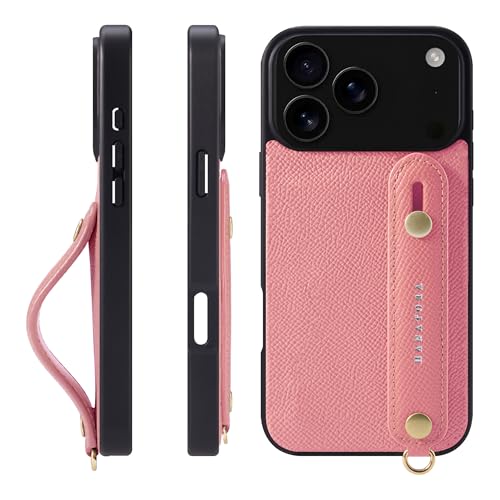 HANATORA for iPhone 17ProMax �P�[�X �{�v �ϏՌ� �w�ʃx���g �X�}�z�P�[�X �X�}�z �X�^���h�@�\ �l�b�N �X�g���b�v �t�� �G���{�X���U�[ �M�t�g �}�O�l�b�g�Ȃ� �s���N NGH-17ProMax-Pink