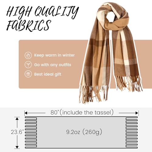 Winter Scarfs for Women - Fashion Cashmere Feel Plaid Scarf, Long Blanket Scarf, Chunky Winter/Fall Women's Pashmina Shawls and Wraps4