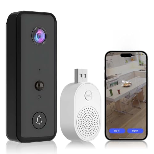 Caméra de sonnette vidéo sans fil avec carillon et sonnerie alimentée par piles intelligentes AI PIR Détection humaine IP65 Étanche 2 4 G WiFi Way Vision nocturne Porte d'entrée