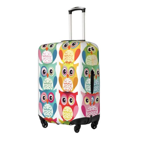 Cartoon Colored Owl Travel Luggage Cover Elastic Suitcase Covers Washable Anti Scratch Luggage Dust Covers Protector, Fits 18-21 inch Luggage, S2