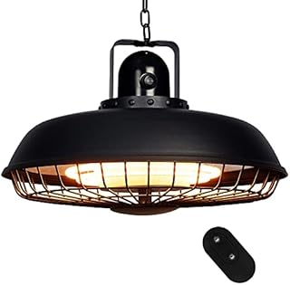 Star Patio Electric Patio Heater, Outdoor Ceiling Heater With Remote Control & Touch Switch, 700/800/1500W Hanging Patio Heater With UFO Shape Sandy Black, Infrared Heater, IP44 Waterproof, STP2036-B
