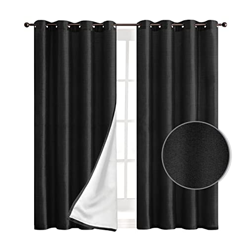 Elegant Comfort Blackout Grommet Top Curtains - 2 Panels Set - Window Treatment, Thermal Insulated, Room Darkening, Energy Saving Window Drapes for Living Room (Set of 2) - W54 X 95inch, Black