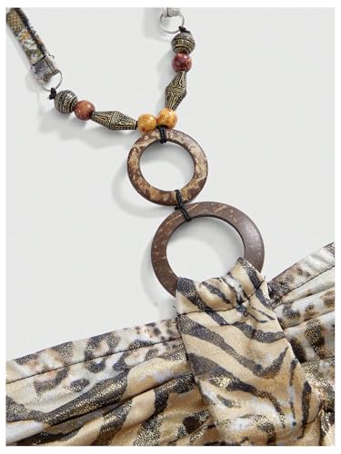 Verdusa Women's Leopard Ruched Halter Top Boho Beaded Fitted Sleeveless Going Out Tops3