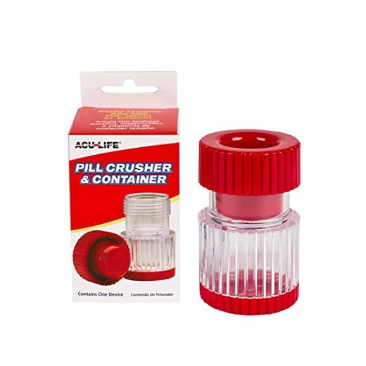 Acu-Life Pill Crusher and Grinder | Crushes Pills, Vitamins, Tablets | Stainless Steel Blade | Includes Storage Container | Transparent/Red