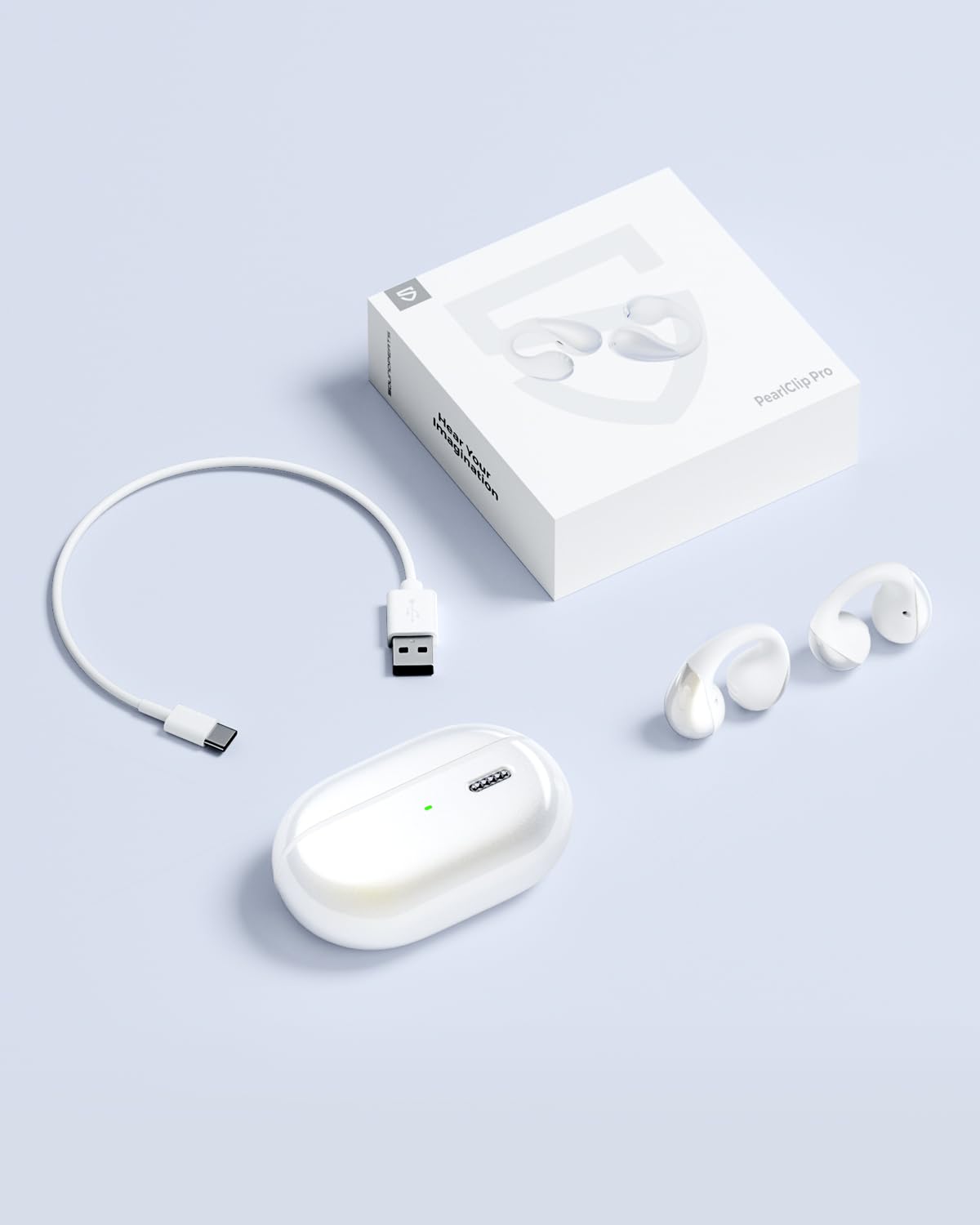 SOUNDPEATS PearlClip Pro Hi-Res Open Ear Słuchawki Douszne z Klipsem, Bezprzewodowe Słuchawki z LDAC Bluetooth 6.0 Wodoodporność IPX5 24-godzinny do Biegania/Jazdy na Rowerze/Fitnessu Biały
