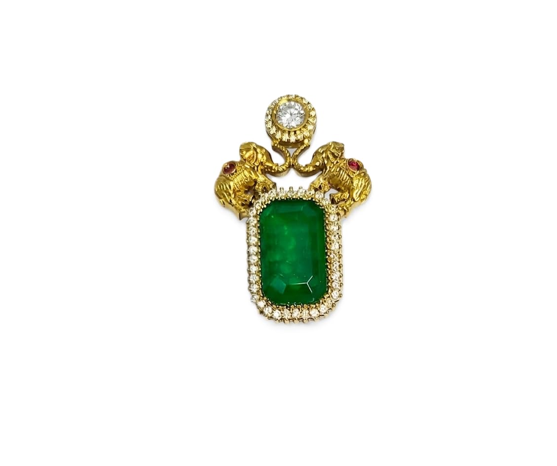 Imperial Emerald & Twin Elephant Heritage Brooch-image-38