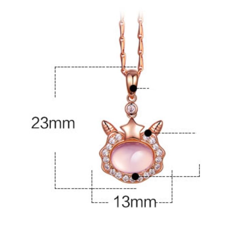 Halskette Anhänger für Sterling Silber Gold Zwölf Sternbilder eingelegter Zirkon Rosenquarz Schmuck Geburtstagsgeschenke Frauen Mädchen Schmuck