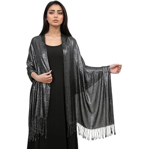 LMVERNA Pashmina Shawls and Wraps for Evening Sparkling Metallic Scarf Long Neck Wrap Wedding Bride Bridesmaid Cover