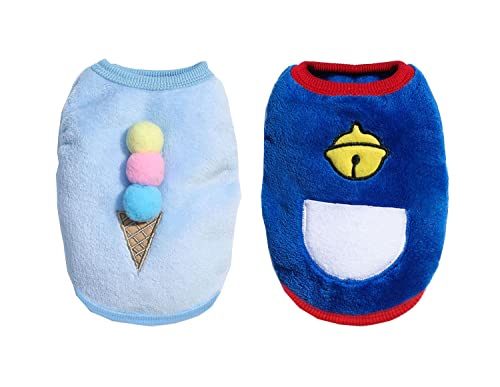 2 Stück Kleine Hunde Kalte Wetter Pullover Katze Weste Mantel Winter Warm Kostüm Fleece Hund Shirt für Katzen Kätzchen Welpen Kleine Hunde _ XXS (Blau) Cover