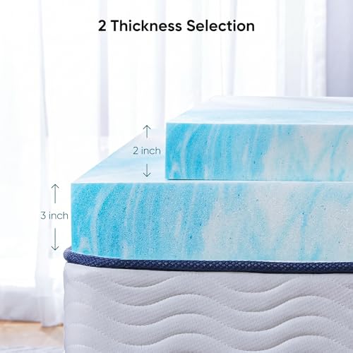 Image of Marsail 3 Inch Twin XL Gel Memory Foam Mattress Topper, Cooling Gel Foam Mattress Topper for Pressure Relief，Ventilated Design Soft Bed Topper in a Box, CertiPUR-US Certified