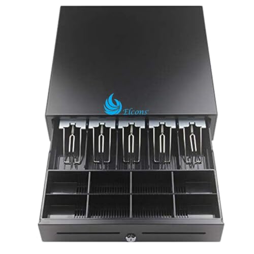 Image of ELCONS ELECTRONIC CASH DRAWER Cash Box | Manual Metal Cash Drawer Register for Point of Sale (POS) System with Coin Tray | Automatic Open Drawer Cash Box (13 Compartments)