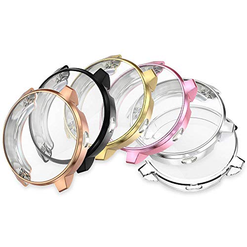 [6-Pack] Screen Protector Case Compatible with Garmin Vivoactive 3 Music Watch,Soft TPU Plated Cover All-Around Protective Shell Smartwatch Accessories (Black+Silver+Rose Gold+Pink+Clear+Gold)