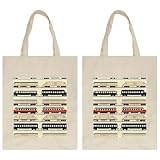 VAPOKF Bolsas de lona reutilizables, bolsa de tela ecológica, bolsa de compras con asa superior, bolsa de hombro para compras, trabajo, escuela, viajes, casual, diario, autobús de tren de dibujos