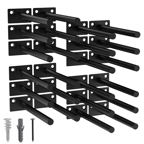LEOPO Black 24 Pack-6 inch Floating Shelf Bracket, Concealed Shelf Support,Hidden Brackets for Floating Wood Shelves