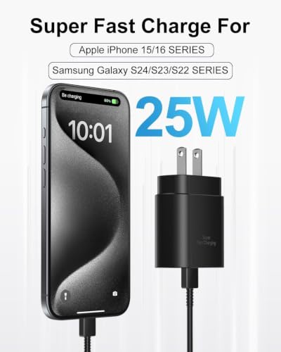25W Type C Charger Fast Charging for Android 2Pack with 6FT Cable - image 3