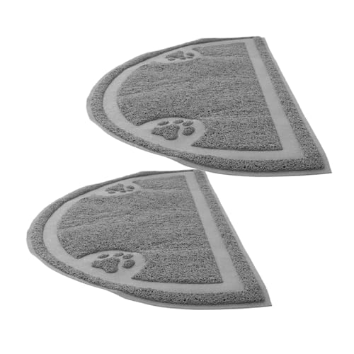 Toyvian 2pcs Cat Litter Box Mat Grey Half Edges Soft Compatible All of Litter Boxes Easy to Prevents and Protects Floors