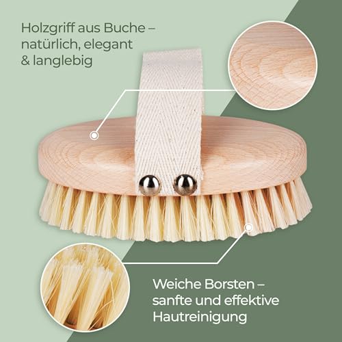 Hhuumm Spazzola Per Massaggio L8,5 X H4 X L13 Cm, Setole Morbide, Con Cinturino Da Polso In Cotone, Corpo Spazzola Asciutta, Spazzola Anticellulite, Peeling - 4