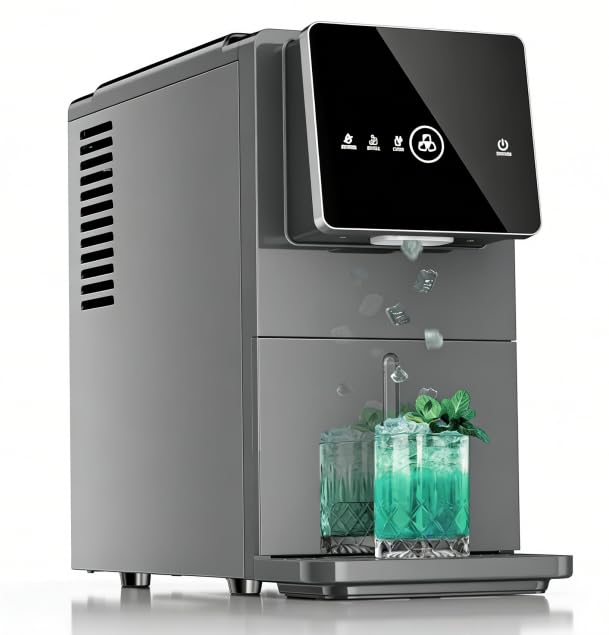 Kismile Nugget Ice Maker Countertop, 33LBS/24H Fast Ice Making, Soft Chewable Sonic Ice, One-Click Operation, Self-Cleaning Intelligent Ice Maker with 1.8L Removable Water Tank for Home & Office