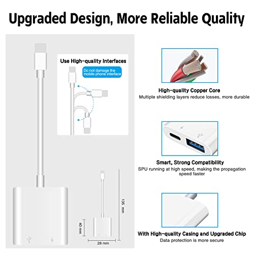 Suntrsi Usb Camera Adapter, Usb Female Otg Adapter Compatible With Iphone Ipad, Portable Usb Adapter For Iphone With Charging Port, No Application, Plug And Play #TOP4
