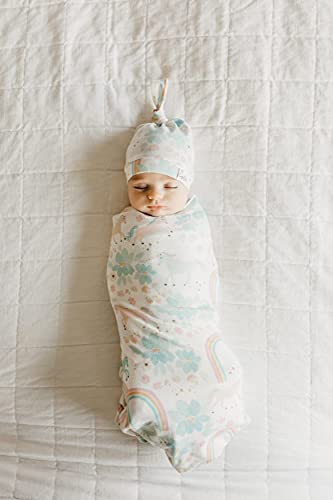 Image of Copper Pearl Baby Beanie Hat Top Knot Stretchy Soft Whimsy