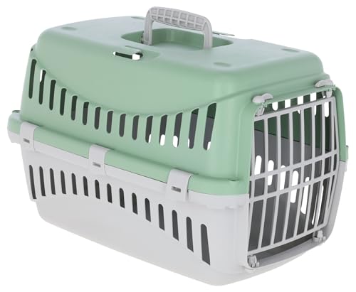 Kerbl Pet Caja de Transporte Expedion, Menta/Gris Claro, 45x30x30 cm, transportín para Perros, transportín para Gatos, plástico, Perros pequeños