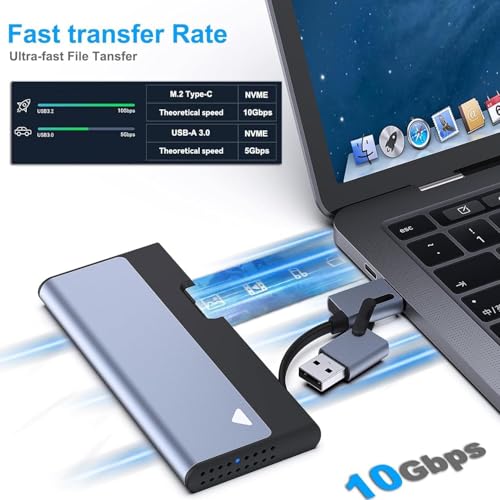 Caja externa M.2 NVME SSD con USB Type-C/Type-A miniatura 2