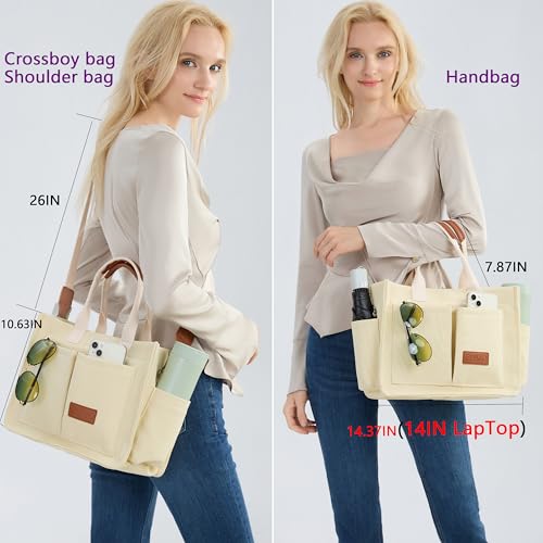 Image of ZHMO Canvas Tote Bag for Women,Women's Bags Crossbody Bags Work Laptop Tote Bag Large Handbags Purse for Travel Nurse Teacher