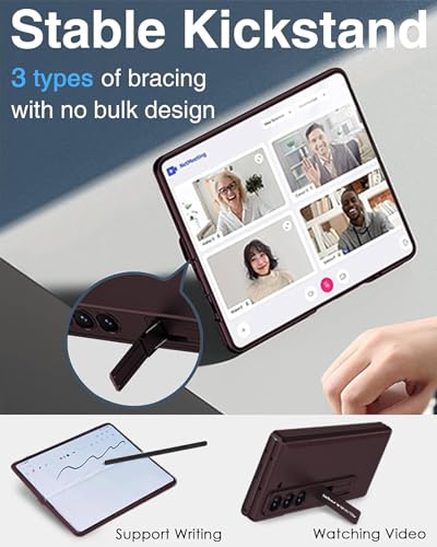 Image of Kapa Magnetic Hinge with Inbuilt Stand Case for Samsung Galaxy Z Fold 6 | Shockproof Stand Hybrid Bumper Back Cover (Wine Red)