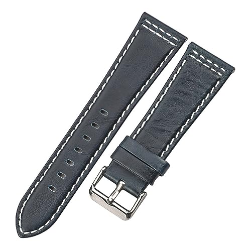 Bracelet de montre en cuir authentique 22mm 24mm souple pour hommes en noir ou marron