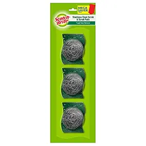 Scotch-Brite Stainless Steel Scrub - Pack of 3 with free 3 scrub pads