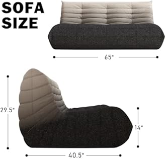 Bean Bag Chair, Oversized Fireside Chair Bean Bag Sofa Large Bean Bag Chair for Adults, 3 Seater Bean Bag Chairs for Teens with High Density Comfortable Foam, Bean Bag for Living Room(Black&White)