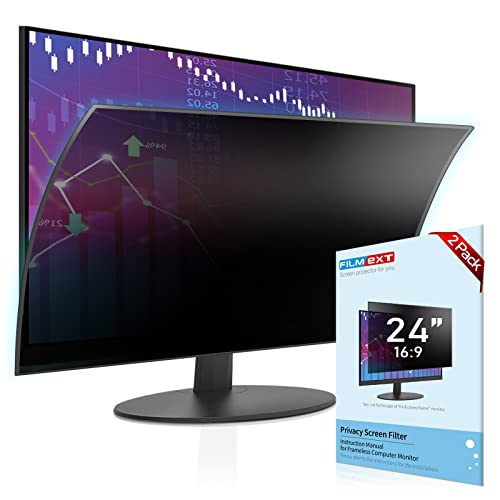 Image of FILMEXT [2 Pack Removable 24 Inch Computer Privacy Screen Filter | for 16:9 All-in-One Desktop /Frameless Monitor - Blue Light UV Blocking Privacy Shield for Thin Bezel Computer