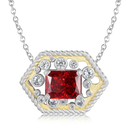 Collier argent 925 avec pendentif rouge irrégulier pour un cadeau d'anniversaire mémorable