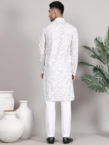 Image of Majestic Man Women's Cotton Regular Fit Casual Ethnic Motifs Printed Mandarin Collar Long Kurta