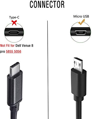 10W Venue Charger Fit For Dell Venue 8 Pro 5830 3845 3830 3840 7840 Venue 7 3730 3740 Venue 10 5050 Tablet With 5Ft Wall Charging Power Supply Adapter Cord (Micro Usb Cable) #TOP1