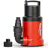 Flowbase 1HP 5000GPH Sump Pump - Clean/Dirty Water Portable Transfer Submersible Pump for Swimming Pool, Garden Pond, Basement with 10ft Power Cord,Remove Water Level Down to 0.2"