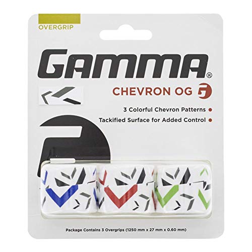 Gamma Chevron Overgrip – Tennis Racket Grip Tape for Comfort & Control – Non-Slip, Absorbent Overgrip for Tennis, Pickleball, Squash, Padel – 3-Pack