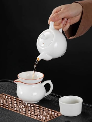 Image of Liang baobao Porcelain Teapot, 9oz Tea Pot Small Teapot Chinese Tradition Ice Crack Glaze Ceramic Tea kettle (White)
