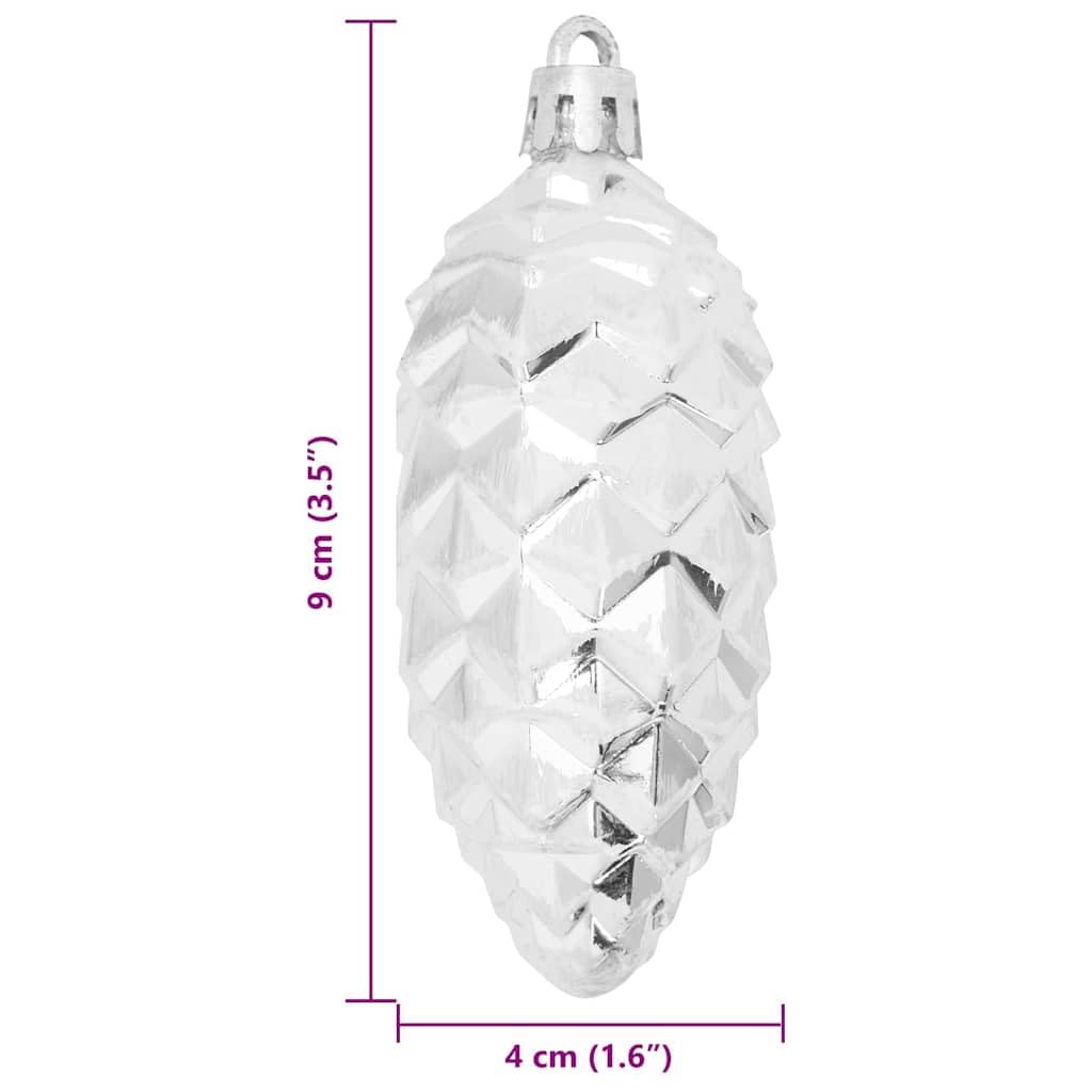 Mangloder Weihnachts-Tannenzapfen Kugel, 40 Stück Silber Kunststoff 4 x 9 cm, Christbaumschmuck Baumbehang Ornament Zapfen für Innen, geschützten Außenbereich, Advent und Winterdeko