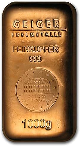 1kg 999,9 Pure Copper Cast Bullion Bar