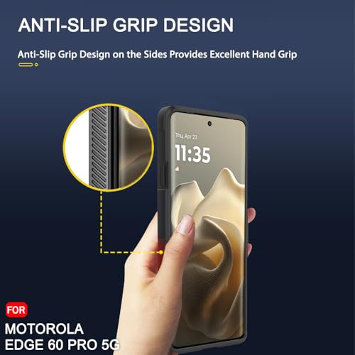 Image of TheGiftKart Liquid Silicon Back Cover Case for Motorola Moto Edge 60 Pro 5G | Shockproof Military Grade Protection | Micro-Fibre Cloth On Inner Side | Built-in Anti-Slip Grip Back Case (TPU, Black)