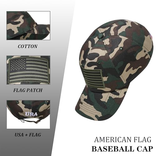 Image of American Flag Hat, Adjustable Fit USA Baseball Cap for Men Women, Dad Hats, Outdoor Ball Caps for Casual Wear