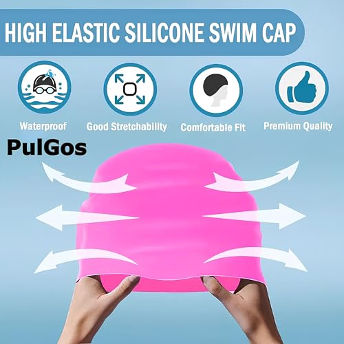 Image of PulGos Unisex Adult Swim Cap - Soft, Durable & Stretchy Swimming Cap for Men & Women, Keeps Hair Dry & Secure - Ideal for Pool, Training & Swim Sessions